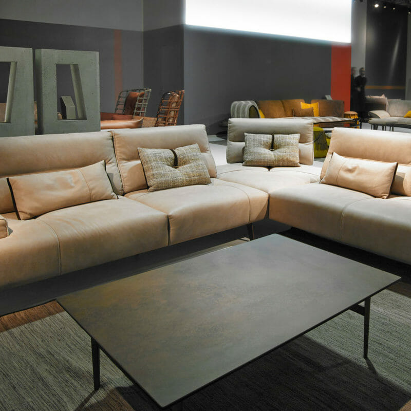 Modern Tan Leather Sectional Sofa | Expert Interior Design Tips at San Fran Design | Furniture Store in Utah