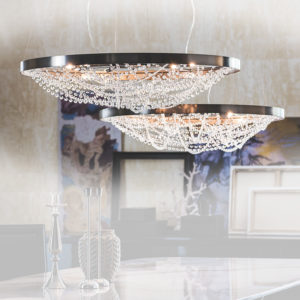 Crystal Pendant Modern Chandelier in a Kitchen