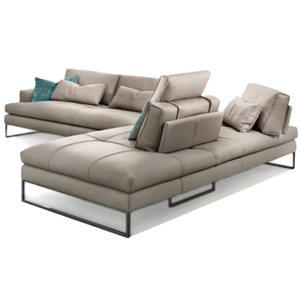 Tan Modern Leather Sectional Sofa