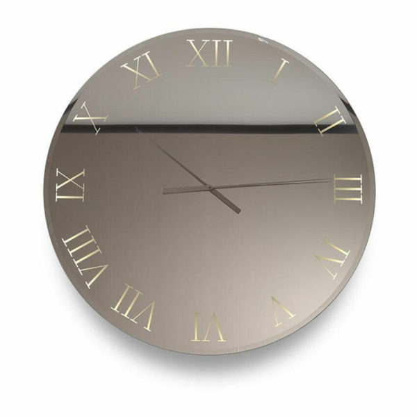 Large Titanium Mid Century Modern Wall Clock with Roman Numerals