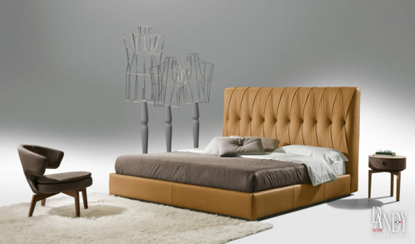 Leather Tufted Brown Bed Frame & Headboard Modern Design