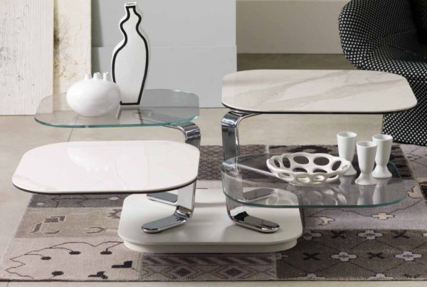 Modern Coffee Table With Glass and Ceramic Tabletops in Contemporary Living Room at SFD Salt Lake City furniture store