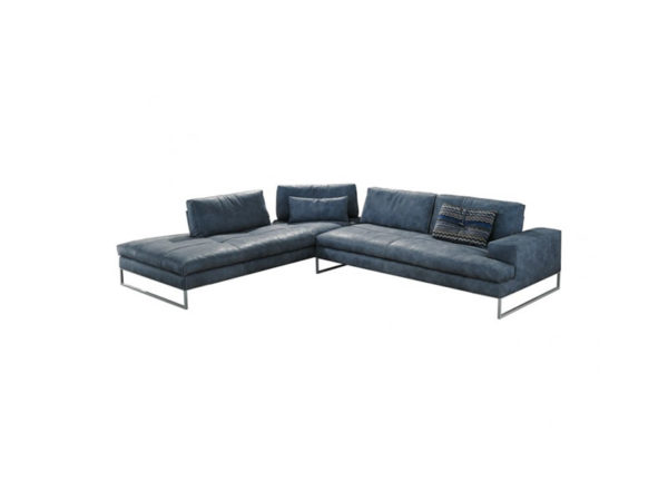 Blue Leather Modern Sectional Sofa