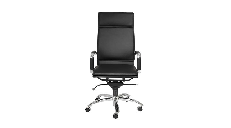 Modern Office Chair | Black Leather High Back Chair